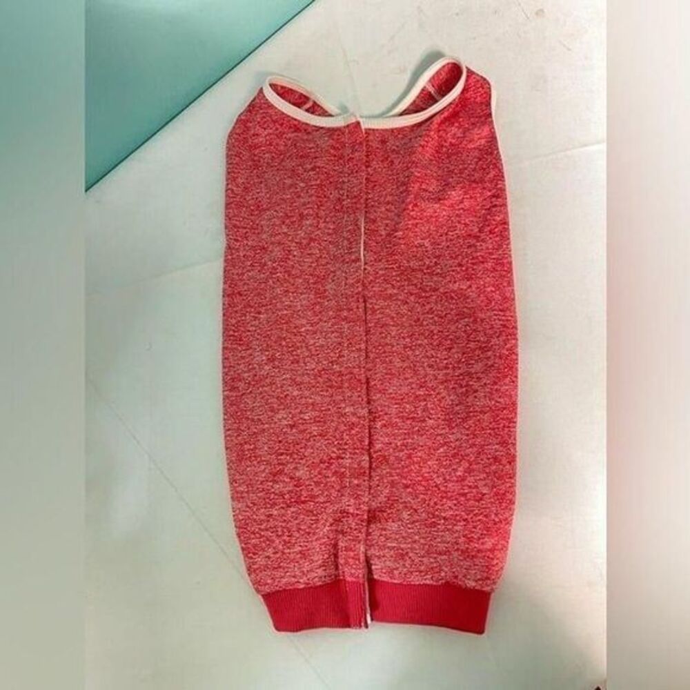 Tongchepe Red Heathered Pet Sweater Tank with White Trim Size L cat Clothes